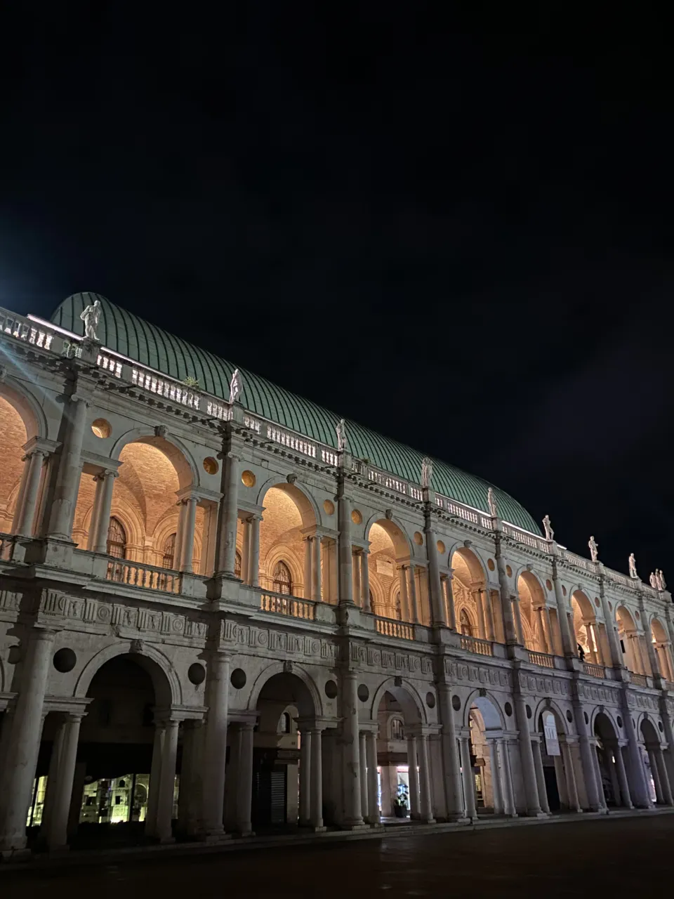 Basilica Palladiana in Vicenza illuminated at night