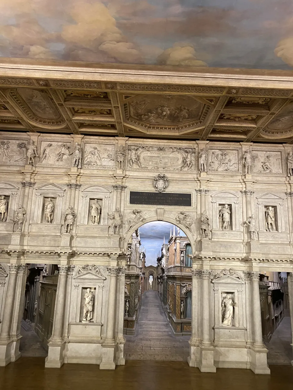 Stage of Palladio's Teatro Olimpico in Vicenza with its trompe-l'oeil streets